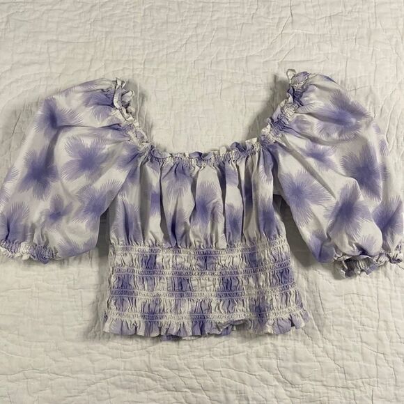 Levi’s Purple Floral Off the Shoulder Crop size Large - Picture 3 of 13
